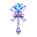 a cute ethereal wand wobbling, i want it blue and pink animated emoji