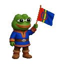 A pepe waving a sami flag animated emoji