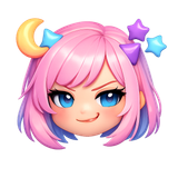 be creative my twitch color scheme is light pink,purple, and blue my twitch name is moon my character has light pink hair and light blue eyes she is anime styled and a little sassy emoji