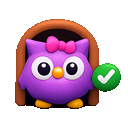 Blob purple girl owl going in and out of a door (similar to :blob-join: but instead of a green arrow, I want a green check emoji
