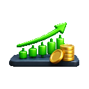Can you create me a Stock Market, with Green candlesticks going upwards emoji