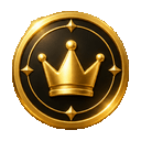 Create a premium 3D animated-style gold coin emoji for a luxury Discord economy bot named Luxora. A polished gold coin with an embossed currency symbol, black and gold aesthetic, smooth metallic reflections, subtle golden glow, centered composition, isolated object, transparent background, designed for a tiny Discord emoji. No text, no watermark. animated emoji