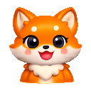 Cute animated female orange-and-white fox character, adorable kawaii style, very expressive happy face, big sparkling eyes, cheerful smile, waving with one paw in a friendly “hello” gesture. Fluffy orange fur with white muzzle, cheeks, chest and inner ears, cute feminine appearance, small rounded proportions, charming and playful personality emoji