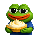 Pepe holding a lemon meringue pie emoji