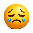 Crying face with streaming tears emoji