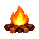 Flickering campfire