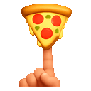 Pizza slice twirling on a finger