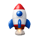 Rocket with pulsing exhaust emoji
