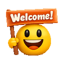 Waving welcome sign