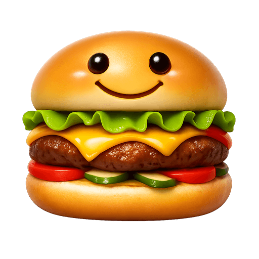 Burger with a happy face on the bun