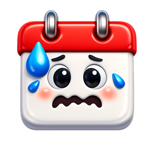 Calendar page with a nervous face