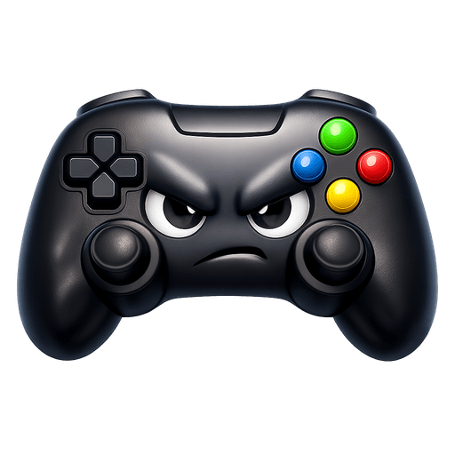Game controller with a determined face emoji