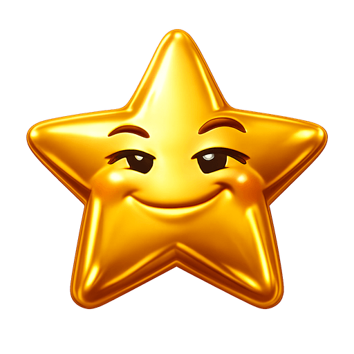 Gold star badge with a proud smile