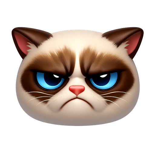 Grumpy cat with flat ears