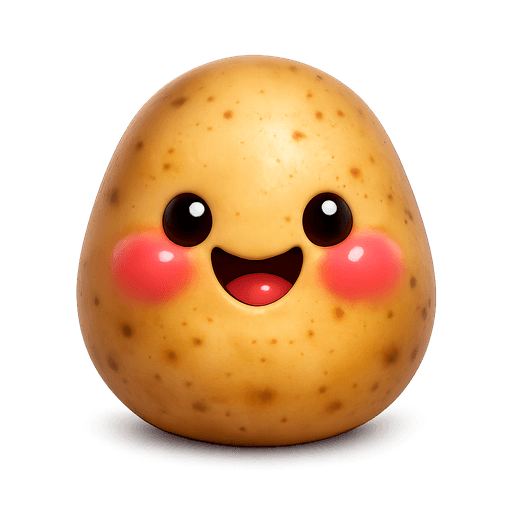 Happy potato with rosy cheeks