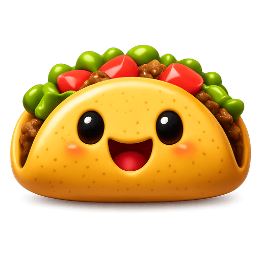 Happy taco with lettuce and tomato emoji