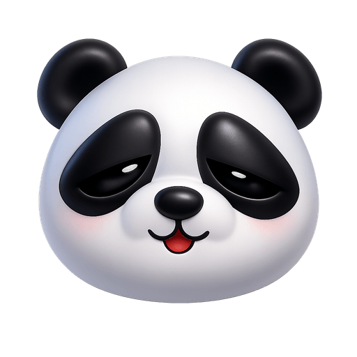 Panda with tilted sleepy eye patches
