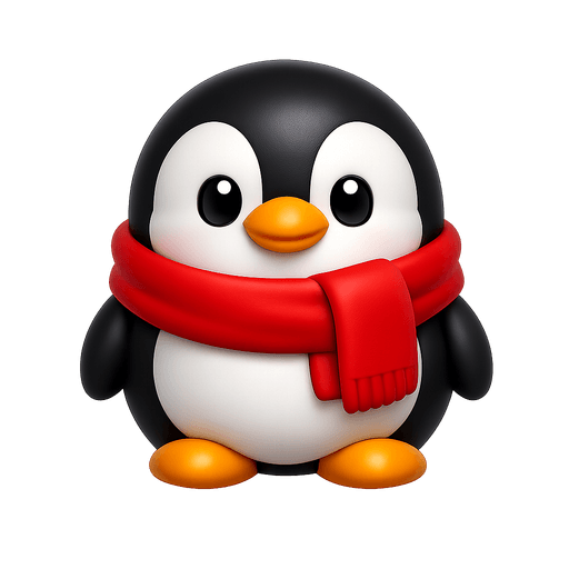 Penguin wearing a red scarf emoji