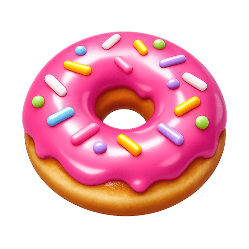 Pink frosted donut with a few sprinkles emoji