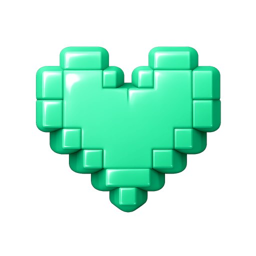 Pixel-art heart in mint green emoji