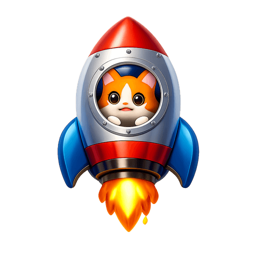 Rocket with a cat looking out of the window