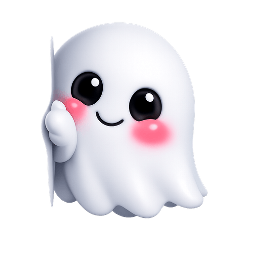 Shy ghost peeking with rosy cheeks