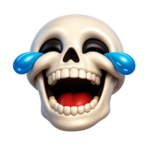 Skull laughing with its jaw open