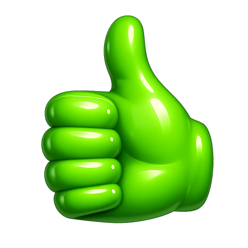 Thumbs up in neon green
