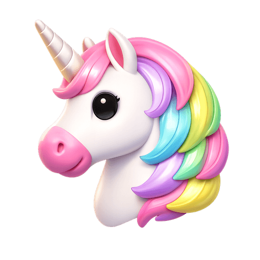 Unicorn head with a pastel rainbow mane