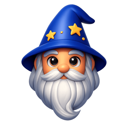 Wizard with a tall hat and a long beard