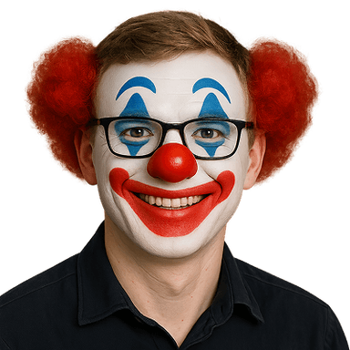 A person as a clown emote for Slack, Discord and Twitch